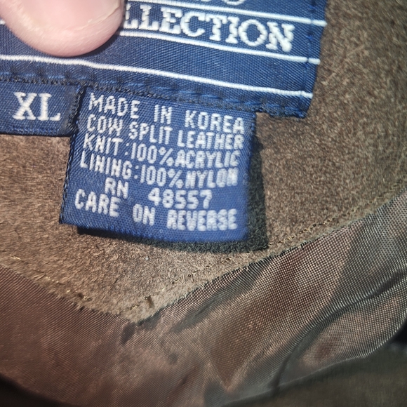 MERVYNS EUC MENS SZ XL MENS COLLECTION COW SPLIT LEATHER SWEATER BOMBER JACKET - Picture 7 of 7